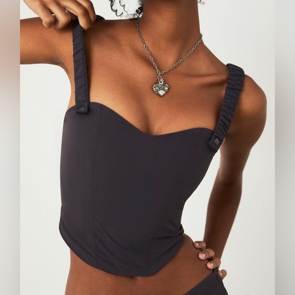 NWT Peachy Den Chase Corset Top in Carbon